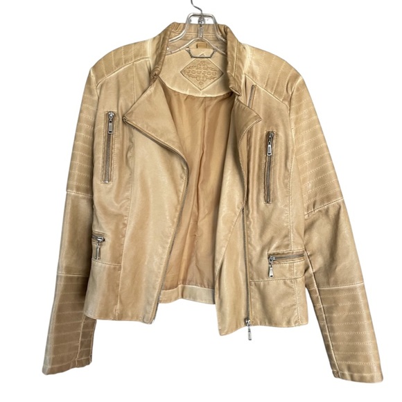 Faux Leather Motorcycle Style Jacket - Picture 3 of 6